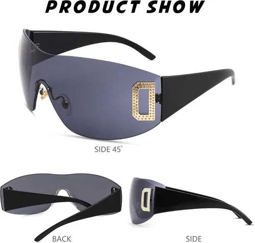 Vista 3 de gentlemaker Trendy Rimless Y2K Sunglasses for Women Men,Wrap Around Stylish Shield Frameless Sunglasses