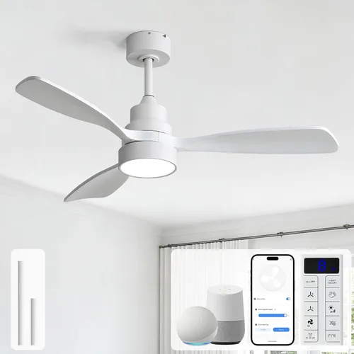 Vista 48 de Sofucor Ventiladores de techo inteligentes de 60 pulgadas con luces, ventilador de techo inteligente moderno para exteriores