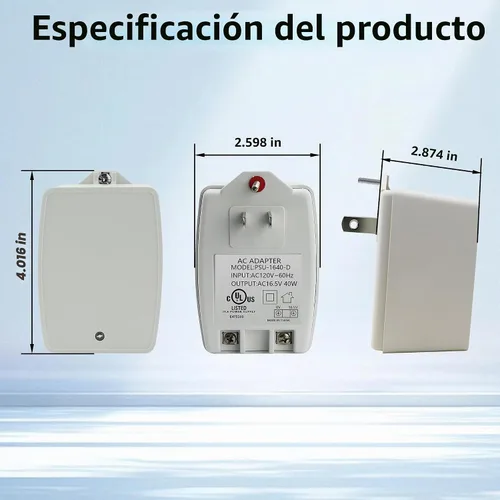 Vista 7 de 16.5V 40VA Auto-reinicio AC Timbre Transformador Plug-in 40TR