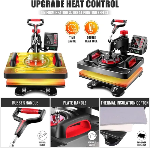 Vista 3 de AKEYDIY - Máquina de prensa de calor de 15 x 12 pulgadas, máquina de prensa para camisetas, prensa digital de 360 grados con brazo oscilante