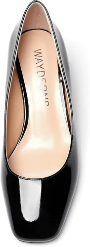 Vista 3 de WAYDERNS Zapatos de tacón bajo con punta cuadrada de charol para mujer, 2 pulgadas
