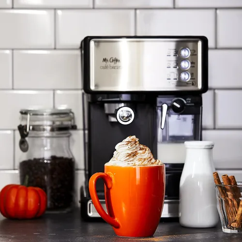 Vista 5 de Mr. Coffee Máquina de café expreso y capuchino de acero inoxidable, cafetera programable con espumador de leche automático, bomba de 15 bares, ideal