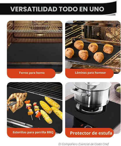 Vista 6 de Revestimientos para horno para la parte inferior del horno - Paquete de 2 alfombrillas grandes de servicio pesado para horno, 17" x 25