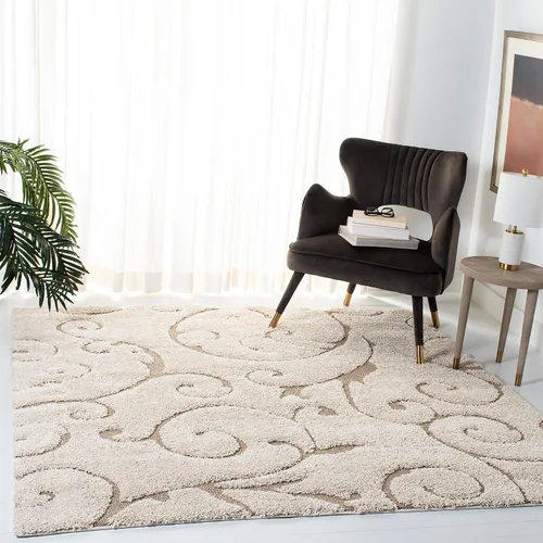 Vista 44 de SAFAVIEH Florida Shag Collection - Alfombra decorativa, 2 x 3 pies, color crema y beige, diseño de volutas, no desprende pelusa y fácil de limpiar