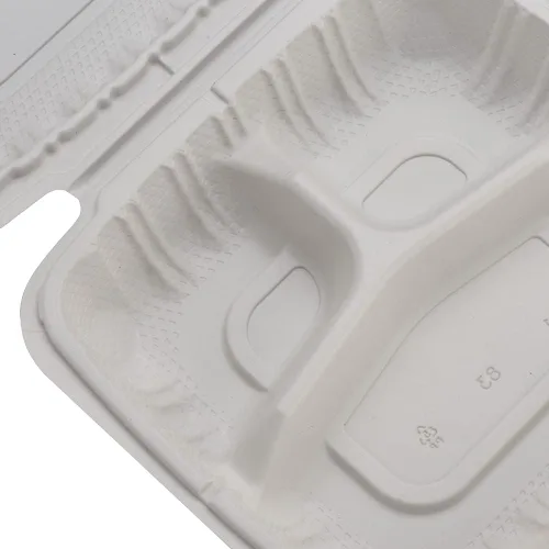 Vista 4 de TIYA - Recipientes de comida Clamshell color blanco, paquete de 150 unidades, 8 x 8 pulgadas, recipientes para llevar, plástico para microondas