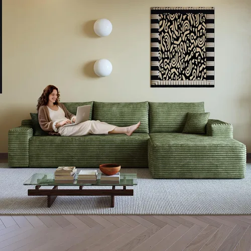 Vista 20 de AUGOP Sofá modular moderno de 96 pulgadas para sala de estar, sofá modular con sofás en forma de L, sofá tapizado sin hueso, sofá seccional con Negro