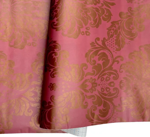 Vista 12 de Yifely Papel autoadhesivo 17.7x118.1 in de los muebles del PVC del trazador de líneas del cajón del estante del damasco dorado rojo