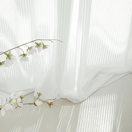 Vista 12 de NICETOWN Cortinas Transparentes a Rayas Blancas de 96 Pulgadas de Largo para Sala de Estar 2 Paneles, Tratamiento de Ventana Semi Chiffon con Ojales