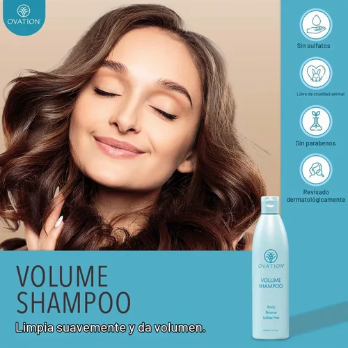 Vista 3 de Ovation Hair Champú Volumen – Para un color duradero – 12 oz – Ayuda a iluminar e hidratar el cabello teñido – Para cabello teñido – Con salvado