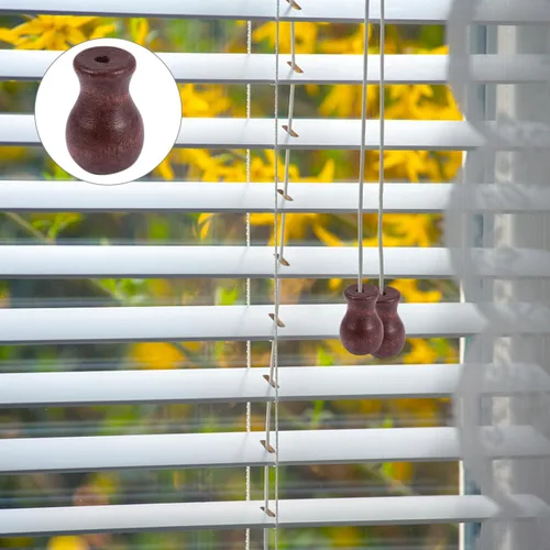 Vista 7 de 12 borlas de cordón de madera para persianas de ventana, pomos elegantes, fáciles de instalar, gotas de cordón de madera marrón para cortinas
