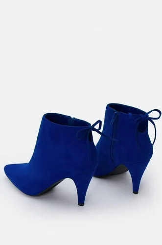 Vista 5 de Botines de tacón puntiagudo para mujer, botines de tacón de aguja con lazo y tiras para otoño