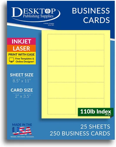 Vista 5 de 250 tarjetas de visita azul brillante de 3.5 x 2 pulgadas, hojas de papel de tarjetas de visita en blanco de colores imprimibles, tarjetas de visita