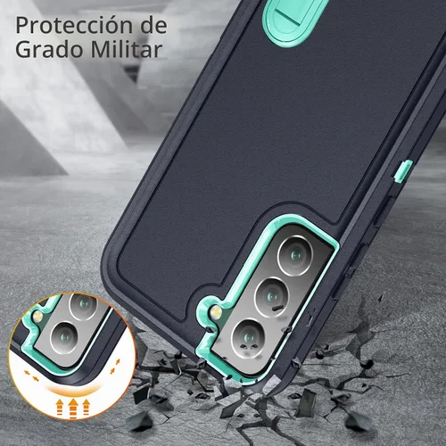 Vista 6 de BaHaHoues Funda con soporte integrado para Samsung Galaxy S22 5G de 6.1 pulgadas, a prueba de golpes, polvo y caídas, de grado militar