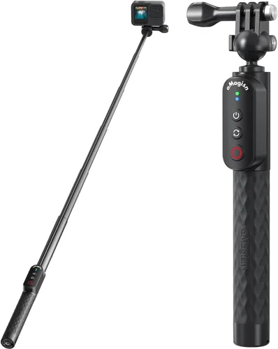 Vista 10 de Control remoto Selfie Stick recargable impermeable 39.4 in estirable compatible con cámara de acción Insta360/Gopro y iOS Android Smartphone