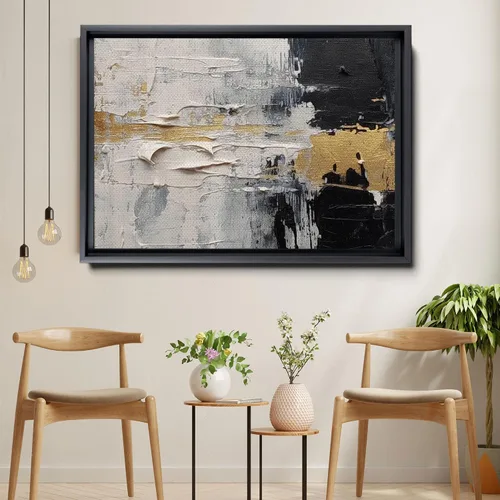 Vista 2 de Black and White 3D Texture Wall Art - Abstract Texture Painting - Modern Black and White Wall Art - Contemporary Texture Wall Decor