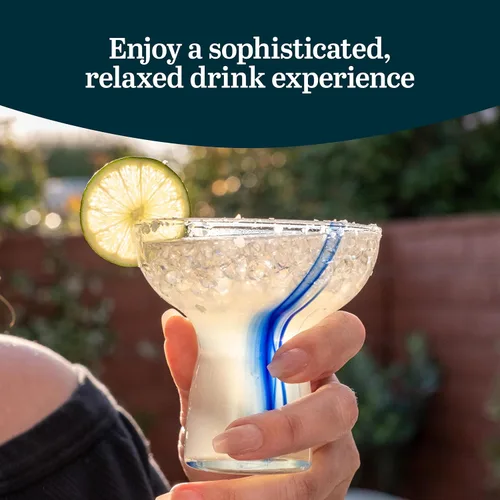 Vista 2 de Libbey Blue Ribbon - Juego de 6 vasos de Margarita sin tallo, de inspiración artesanal, elegantes vasos de margarita, cristalería mexicana ligera