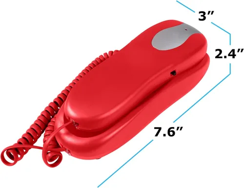 Vista 5 de Slimline teléfono para pared o computadora con memoria, Rojo