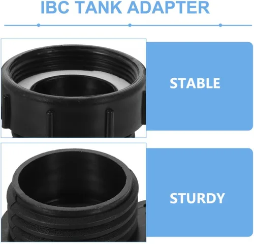 Vista 3 de 2pcs IBC Tote Manguera Adaptador 2 Pulgadas Plástico Negro Fácil
