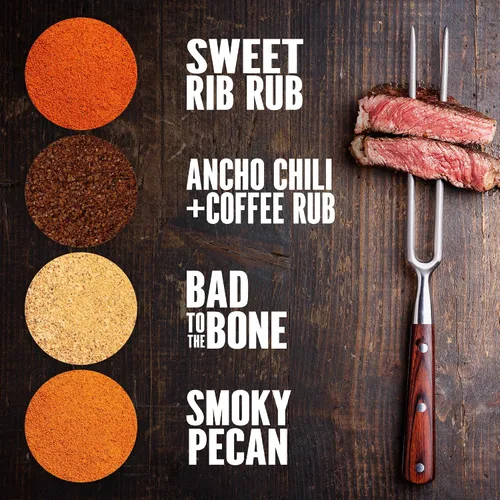 Vista 3 de Juego de 4 tarros cocteleros para asar a la parrilla, condimentos premium para parrilla, juego de accesorios para barbacoa, imprescindible para cada