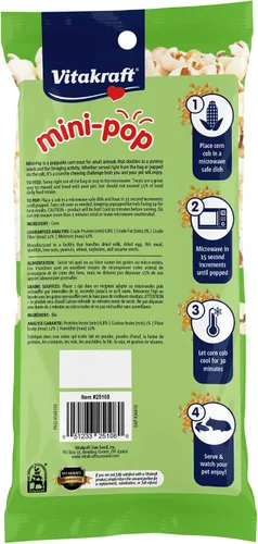 Vista 2 de Vitakraft Mini Pops Treat para animales pequeños, mazorca de maíz 100% real, apoya dientes sanos, 6 onzas