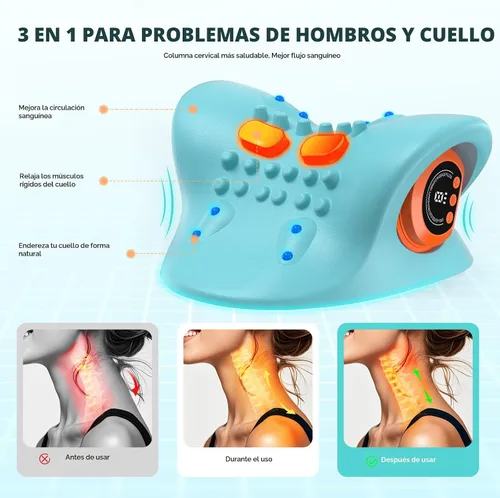 Vista 6 de Smedz Masajeador de cuello 2026 Nueva actualización 3 en 1 masajeador portátil con calor y estiramiento cómodo, intensidad ajustable para relajación