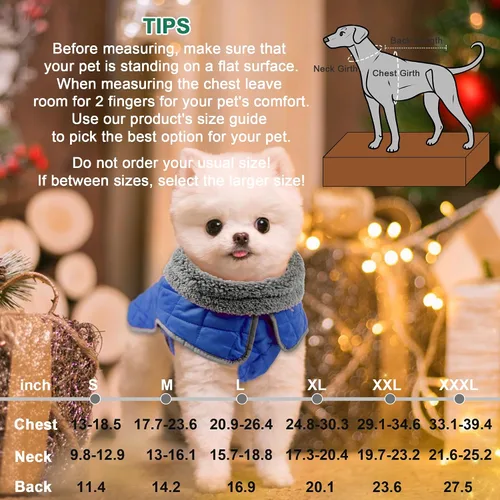 Vista 2 de Fragralley Abrigo de invierno para perro, chaqueta de forro polar reflectante impermeable y resistente al viento con agujero para arnés, chaleco