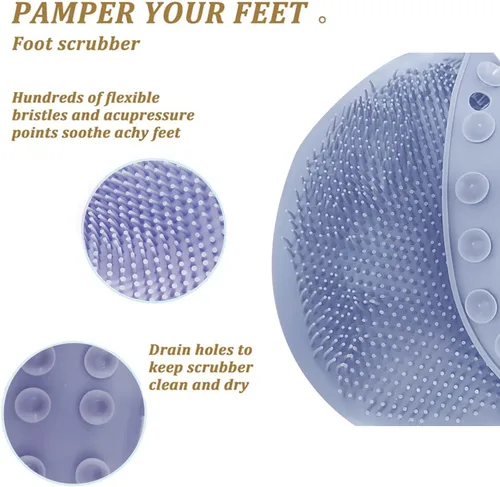 Vista 6 de YVPSI Limpiador de pies y espalda para ducha, almohadilla de masaje montada en la pared, cepillo de masaje de baño de silicona con ventosas para Azul