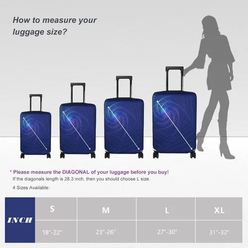 Vista 7 de Explore Land - Funda protectora para equipaje de viaje, protector de maleta, se adapta a maletas de 18-32 pulgadas