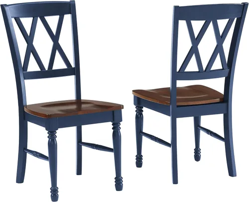 Vista 8 de Crosley Furniture Shelby - Juego de 4 sillas de comedor con respaldo en X de madera tradicional, sillas de cocina, color verde azulado envejecido