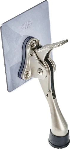 Vista 10 de HOME&I Tope de puerta abatible de 4 pulgadas con placa de montaje autoadhesiva grande, tope de puerta ajustable resistente, soporte de puerta Negro