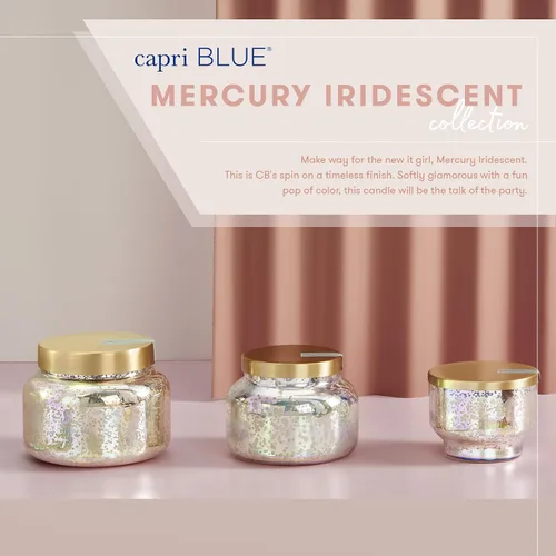 Vista 6 de Capri Blue Difusor de varillas – Viene con aceite difusor perfumado Blue Jean, varillas difusoras y botella de vidrio iridiscente de mercurio