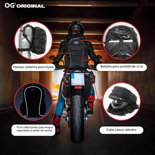 Vista 5 de CityRunner - Mochila impermeable para motocicleta, 2 cascos, 3 opciones de transporte, 30-35L Expandable storage with laptop compartment, helmet