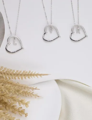 Vista 5 de ITS4YEO 925 Sterling Silver Infinity Heart Pendant Initial Necklaces Silver Necklace Zircon Pendant Necklaces for Women Jewelry Gift for Women Wife