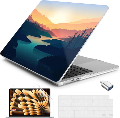 Vista 38 de Batianda AstroGrid - Funda para MacBook Air de 13.6" M2-M5 Chip, Galaxy Líneas abstractas