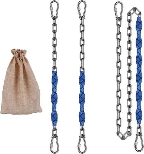 Vista 6 de 2 cadenas de acero inoxidable (84 pulgadas), accesorios de columpio resistentes, 4 hebillas de conexión rápida, columpios de patio