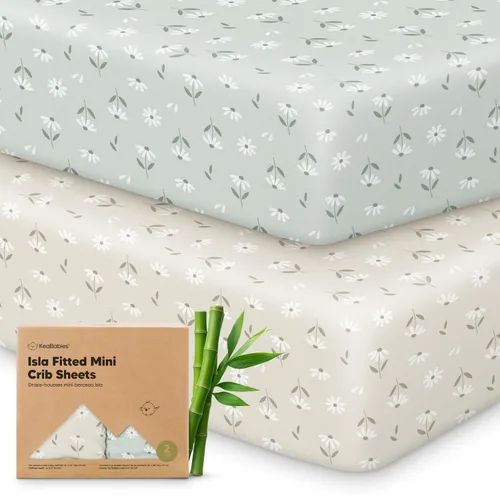 Vista 12 de Sábanas ajustadas para Pack and Play - Paquete de 2 sábanas mini para cuna para Pack N Play, colchón 38x26, ropa de cama suave y acogedora