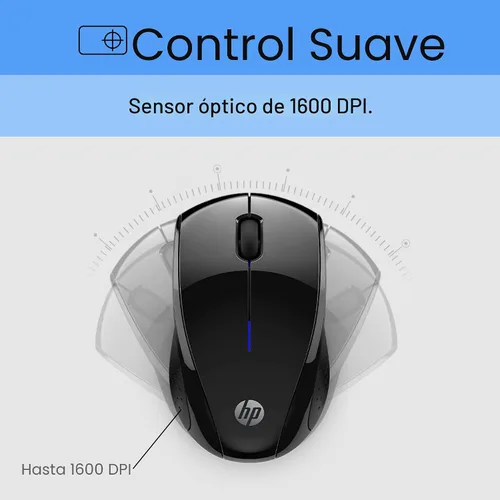 Vista 6 de HP Ratón inalámbrico X3000 G3 - Negro, batería de 15 meses, empuñaduras laterales para control, apto para viajes, LED azul, potente sensor óptico