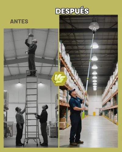 Vista 6 de Cambiador de bombilla para techos altos, kit de poste telescópico de Verde lima: 20 pies