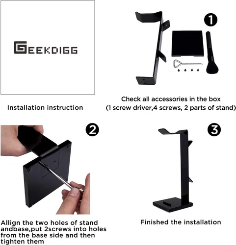 Vista 5 de Soporte de audífonos de acrílico GeekDigg Negro