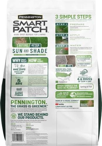 Vista 7 de Pennington Smart Patch Grass Seeds for Lawn, Sun and Shade Lawn Grass Repair Mix, 10 LB