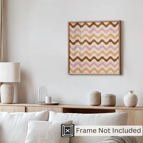Vista 4 de Ethan Taylor Abstract Wall Art Prints Unframed Square Posters 'Retro 70s Hippie Chevron Pattern III' Retro Home Décor for Living Room, Bedroom