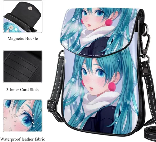 Vista 2 de Bolso cruzado pequeño Anime Girl para teléfono celular, cartera