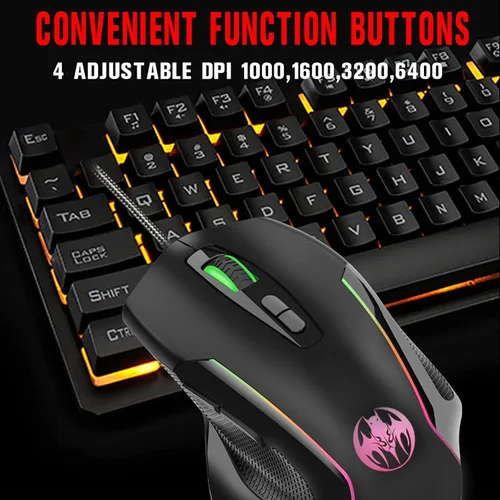 Vista 8 de YUUAND GM30 Ratones para juegos 1000-6400 DPI Ratón ergonómico de oficina para computadoras de escritorio y portátiles, tamaño único