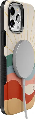 Vista 5 de Casely Funda para iPhone 13 Pro Max Here Comes The Sun Colorblock Sunset Compatible con MagSafe Diseño protector audaz
