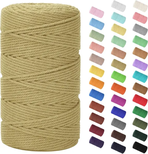 Vista 48 de Cuerda de macramé de 0.079 in x 220 yardas (656 pies), cuerda de algodón natural para colgar en la pared, ganchos de plantas, manualidades Verde