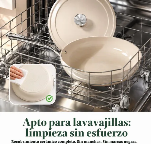Vista 6 de Redchef Juego de sartenes antiadherentes de cerámica, 4 piezas, beige