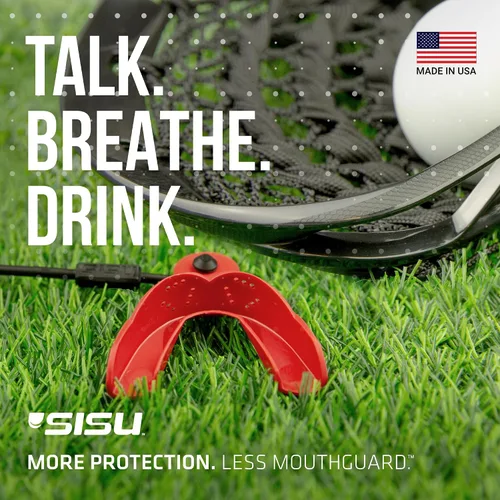 Vista 6 de SISU Protector bucal Tether - Protección preformada con correa para fútbol, hockey, lacrosse, deportes de casco enjaulado – Remoldable hasta 20
