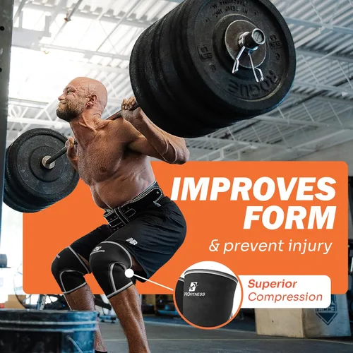Vista 4 de Rodilleras ProFitness para levantamiento de pesas para hombres y mujeres - Rodillera de neopreno premium de 7 mm para levantamiento de pesas