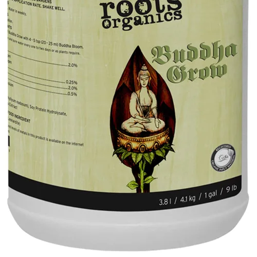 Vista 4 de Roots Organics Buddha Grow, fertilizante líquido orgánico, 2-0.25-2 NPK, 1 galón