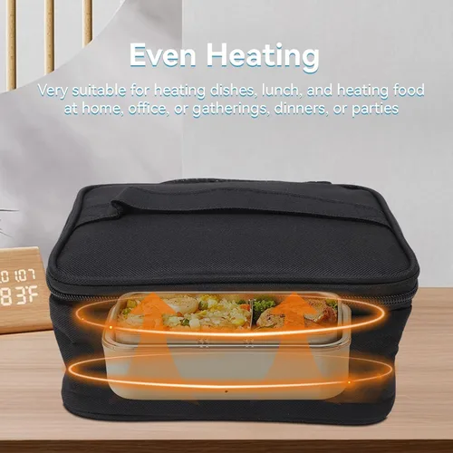 Vista 2 de Cyrank Microondas portátil para viajes, calentador de alimentos alimentado por USB, lonchera eléctrica calentada para comidas, mini horno portátil